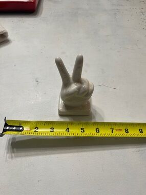 Ceramic Peace Sign Figurine - White